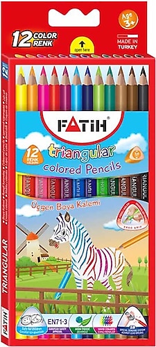 Fatih Tam Boy Üçgen 12'li Jumbo Kuru Boya Seti