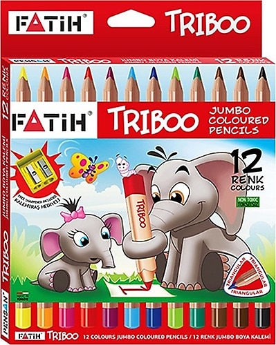 Fatih Triboo Tam Boy Üçgen 12'li Jumbo Kuru Boya Seti