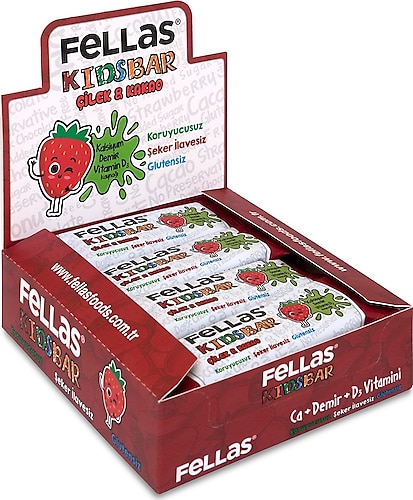 Fellas Kids Çilekli Ve Kakaolu 28 gr 12'li Paket Meyve Barı