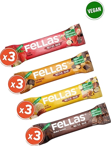 Fellas Meyve Bar 35g Karma Kutu 12 Adet (4 Çeşit)
