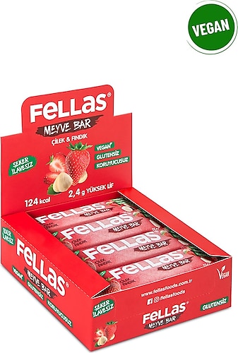 Fellas Meyve Bar - Çilekli ve Fındıklı 35g x 12 Adet
