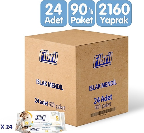 Fibril Baby Sensitive 90 Yaprak 24'lü Paket Islak Bebek Havlusu