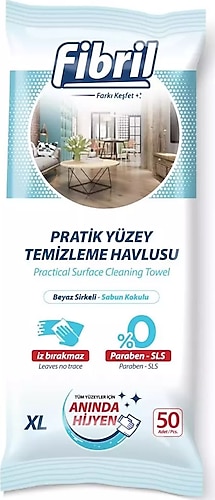Fibril Beyaz Sabun Kokulu Yüzey Temizlik Havlusu XL 50 Yaprak 24'lü
