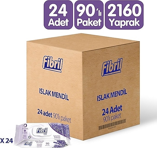 Fibril Care Lavanta Kokulu 90 Yaprak 24'lü Paket Islak Mendil