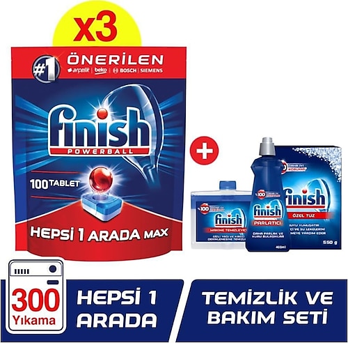 Finish Hepsi Bir Arada 300 Tablet Deterjan + Temizlik Bakım Seti