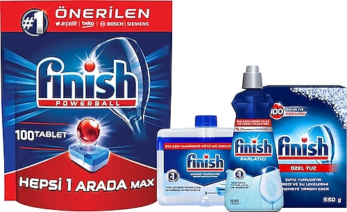 Finish Hepsi Bir Arada Bulaşık Makinesi Tableti 100'lü+ Temizlik Bakım Seti