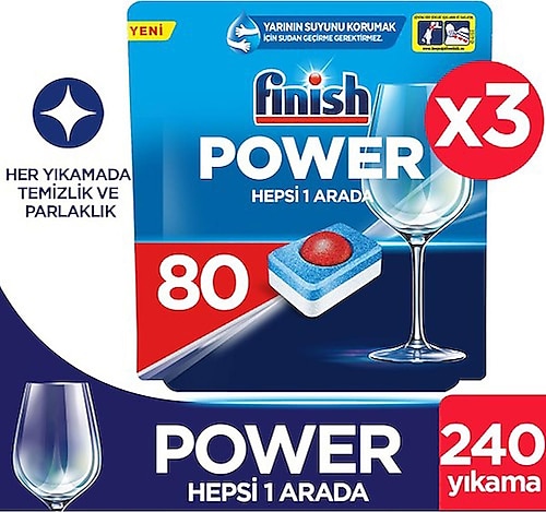 Finish Hepsi Bir Arada Bulaşık Makinesi Tableti 80'li 3 Adet