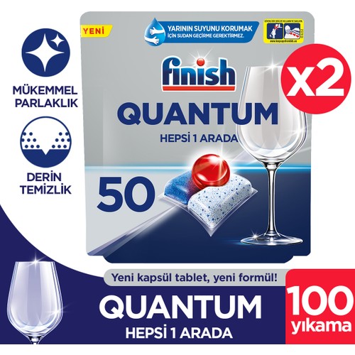 Finish Quantum 100 Tablet Bulaşık Makinesi Deterjanı (50x2)