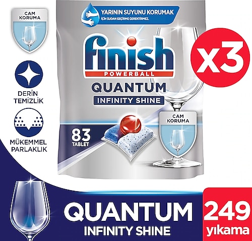 Finish Quantum Infinity Shine Bulaşık Makinesi Tableti 83'lü 3 Adet