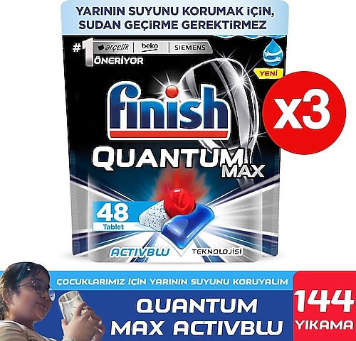 Finish Quantum Max Bulaşık Makinesi Tableti 48'li 3 Adet