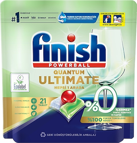 Finish Quantum Ultimate %0 Bulaşık Makinesi Tableti 21'li