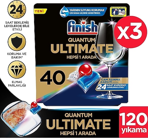 Finish Quantum Ultimate 40'lı 3 Adet Bulaşık Makinesi Tableti