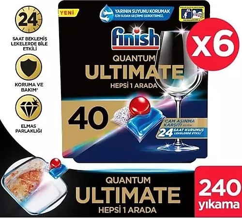 Finish Quantum Ultimate Bulaşık Makinesi Tableti 40'lı 6 Adet