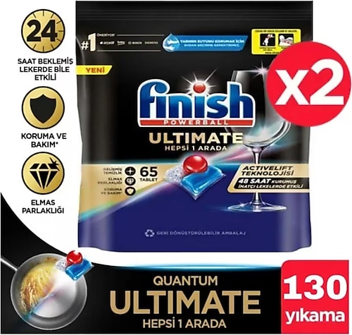Finish Quantum Ultimate Bulaşık Makinesi Tableti 65'li 2 Adet