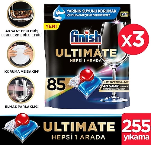 Finish Quantum Ultimate Bulaşık Makinesi Tableti 85'li 3 Adet
