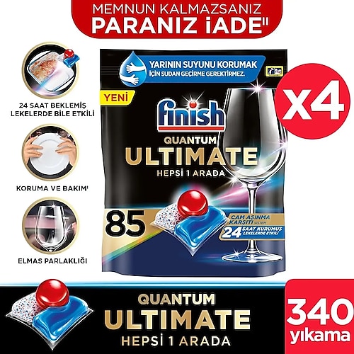 Finish Quantum Ultimate Bulaşık Makinesi Tableti 85'li 4 Adet
