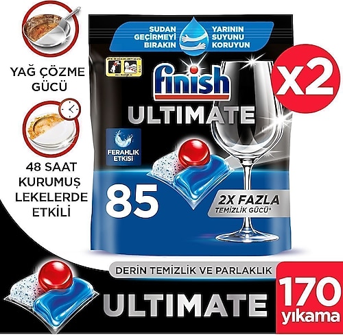 Finish Ultimate Hepsi Bir Arada Bulaşık Makinesi Deterjanı Kapsül Tablet 170 Adet (85 x 2'li)