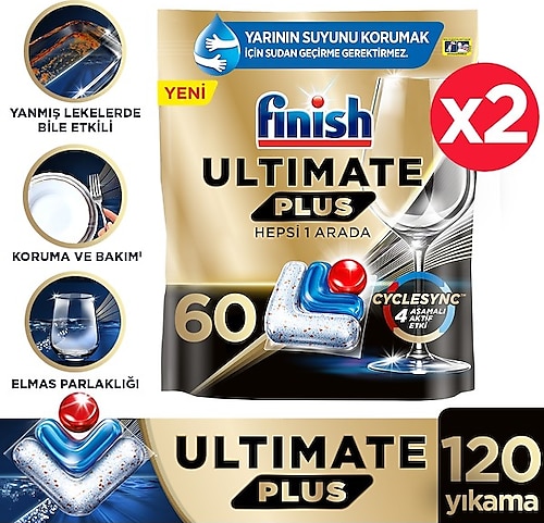 Finish Ultimate Plus Bulaşık Makinesi Tableti 60'lı 2 Adet