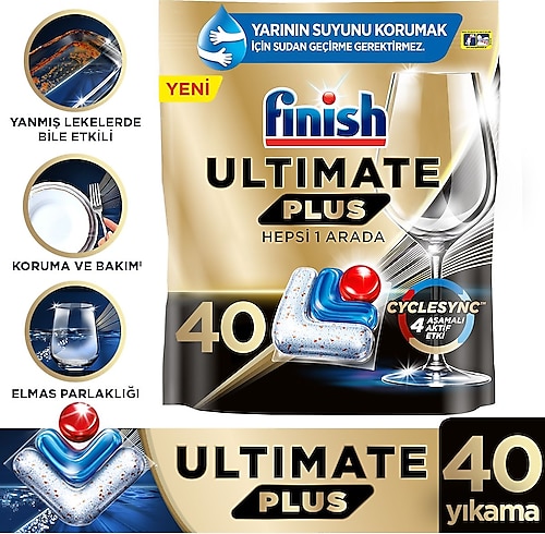 Finish Ultimate Plus Hepsi Bir Arada Bulaşık Makinesi Deterjanı Kapsül Tablet 40 Adet