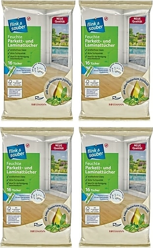 Flink&Sauber Parke ve Lamine Yüzeylere Özel Islak Yer Bezi 16 Yaprak 4'lü