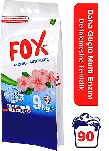 Fox Matik Tüm Renkler için 9 kg Toz Deterjan