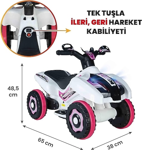 Freebebek Led Işıklı Müzikli Akülü Araba Atv Motor 2-4 Yaş - 6V