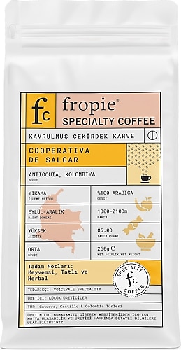 Fropie Cooperativa de Salgar Kolombiya Kavrulmuş Nitelikli Kahve Çekirdeği 250 gr