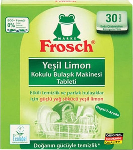 Frosch Yeşil Limon Kokulu 30'lu Bulaşık Makinesi Tableti