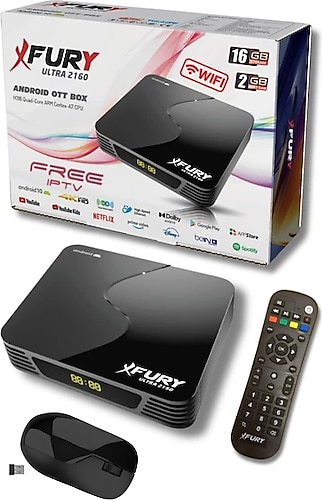 Fury Android Tv Box Medya Oynatıcı 16Gb Hafıza Dahili Wifi - Kablosuz TV Box - Çanaksız Tv İzleme