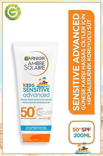 Garnier Ambre Solaire Kids Sensitive Advanced Koruyucu Güneş Kremi SPF50+ 200 ML