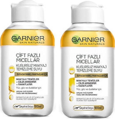 Garnier Çift Fazlı Micellar Kusursuz Makyaj Temizleme Suyu 100ml 2 Adet