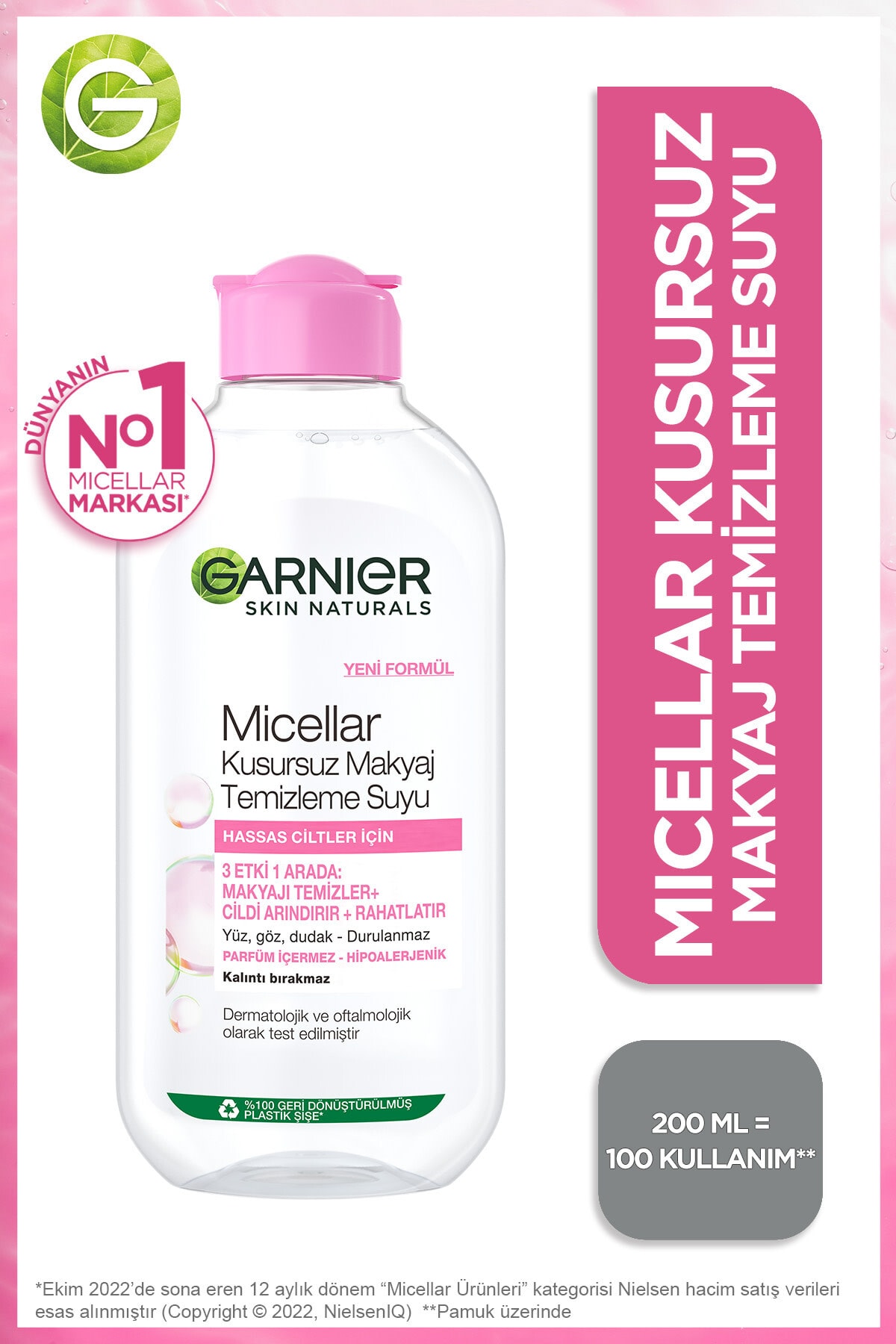 Garnier Micellar Kusursuz Hassas Ciltler Makyaj Temizleme Suyu 200 ml