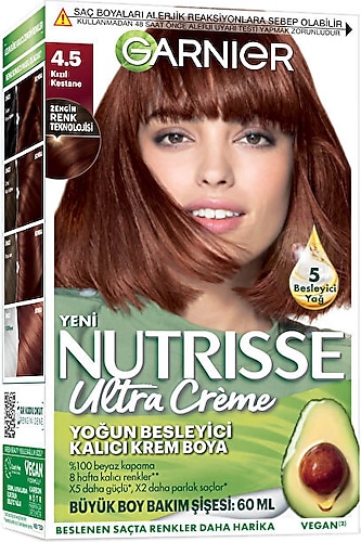 Garnier Nutrisse Saç Boyası 4.5 Kızıl Kestane