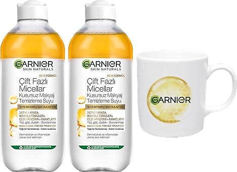 Garnier Skin Naturals 2'li Çift Fazlı Micellar Kusursuz Makyaj Temizleme Suyu (400 ml) Bardak Hediyeli