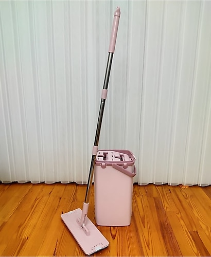 Gerçektrend Sihirli Mop 3 Bezli Çift Kovalı Yer Duvar Silme Flat Tablet Mop Sıkmalı Mikrofiber Temizlik Seti