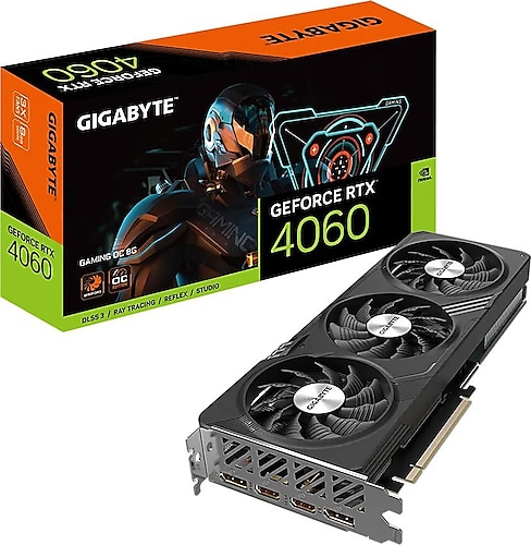 Gigabyte RTX 4060 Gaming 8G OC GV-N4060GAMING OC-8GD 128 Bit GDDR6 8 GB Ekran Kartı