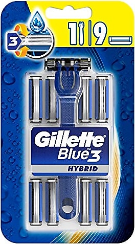 Gillette Blue3 Hybrid Erkek Tıraş Makinesi + Yedek Tıraş Bıçağı 9'lu