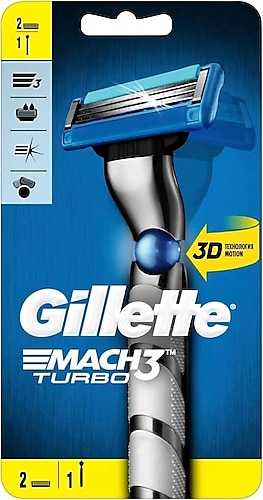 Gillette Mach3 Turbo Tıraş Makinesi + Yedek Tıraş Bıçağı 2'li
