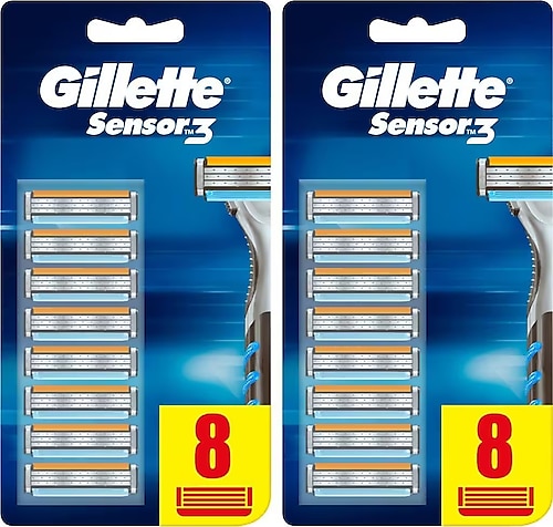 Gillette Sensor 16'lı 3 Bıçaklı Tüm Cilt Tipleri İçin Bıçak Yedeği