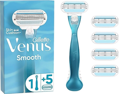 Gillette Venus Smooth Kadın Tıraş Makinesi + 5 Yedek Tıraş Bıçağı