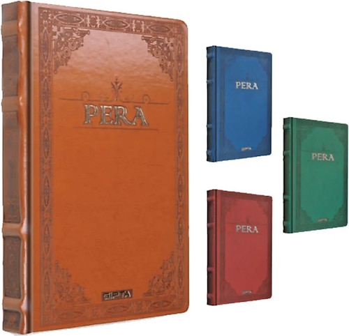 Gıpta Pera 17x24 Mavi Çizgisiz Deri Kapak Ciltli Defter