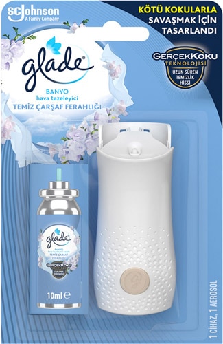 Glade Banyo Hava Tazeleyici Cihaz + Yedek 10 ml Temiz Çarşaf Ferahlığı