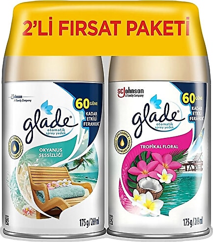 Glade Okyanus Sessizliği ve Tropikal Floral 269 ml 2'li Yedek Otomatik Sprey