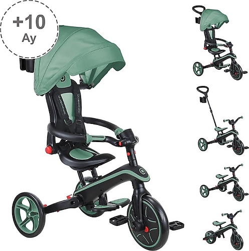 Globber Explorer 4 in 1 Zeytin Yeşili Katlanabilir Bebek Bisikleti