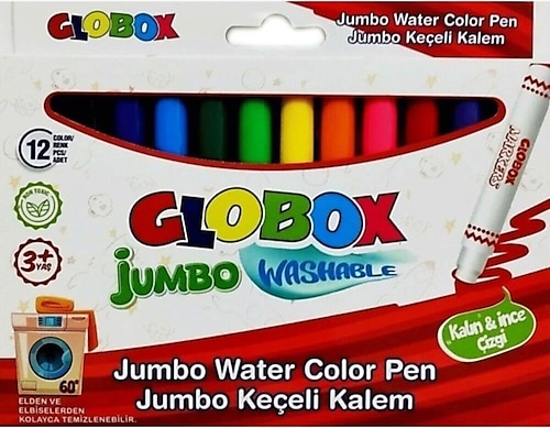 Globox 12'li Jumbo Yıkanabilir Keçeli Kalem