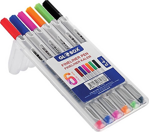 Globox 6'lı Plastik Kutu Fineliner Kalem