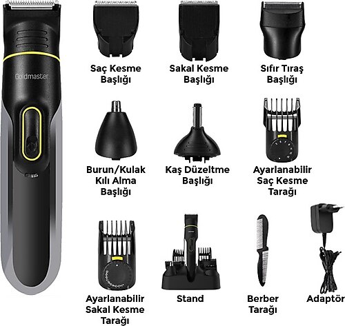 Goldmaster GM-9107 Aksiyon Islak Kuru 10 in 1 Erkek Bakım Seti