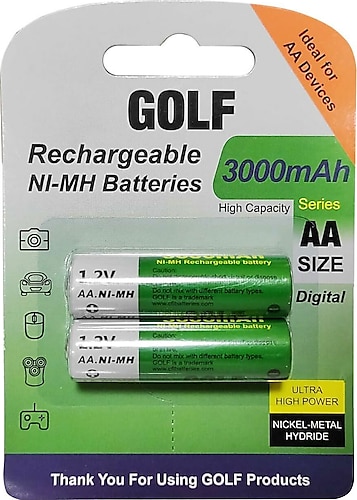 Golf 3000 Series 3000 mAh Ni-Mh 2'li AA Şarjlı Pil