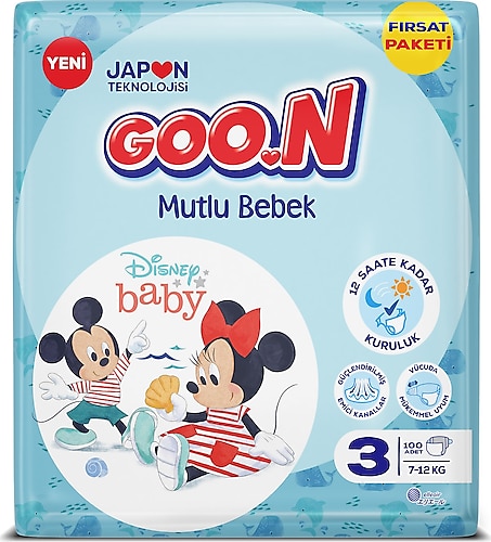Goon Mutlu 3 Numara 100'lü Bebek Bezi