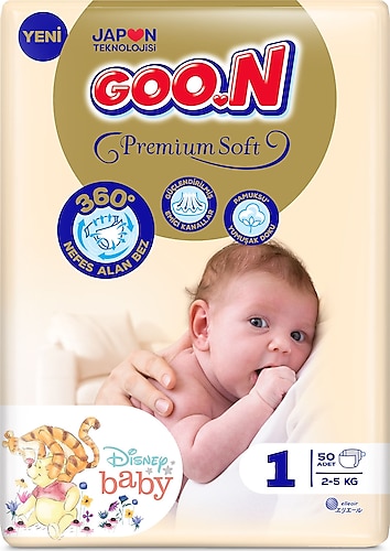 Goon Premium Soft 1 Beden Yenidoğan 50'li Bebek Bezi